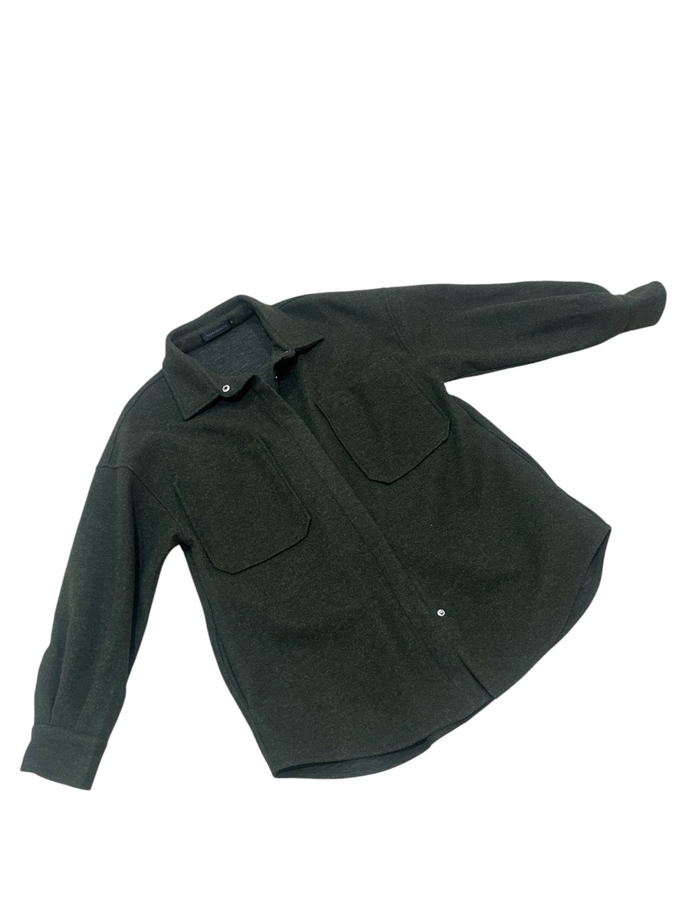 Merokeety Olive Green button down shirt jacket Shacket chest Pockets size medium - Picture 2 of 8